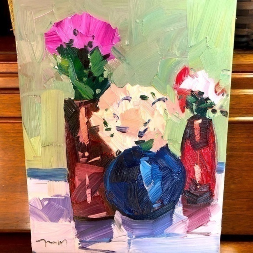 Jose Trujillo Oil on Canvas Painting w/Certificate 12x16 Floral Still Life NEW